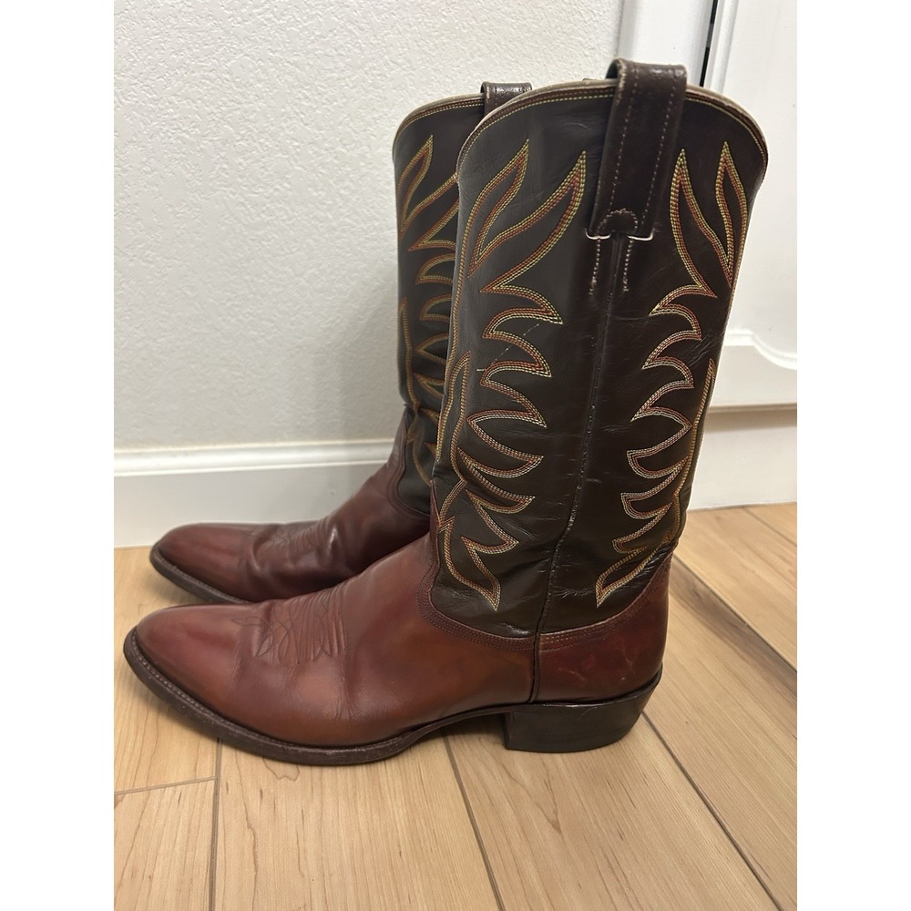 Vintage NOCONA Two Tone Brown Leather Cowboy Boots Mens 13 A Style 4782 Handmade